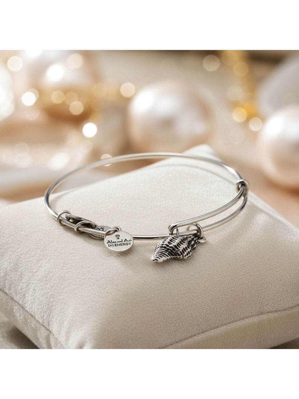 Alex And Ani Conch Shell Silver Bangle Bracelet
